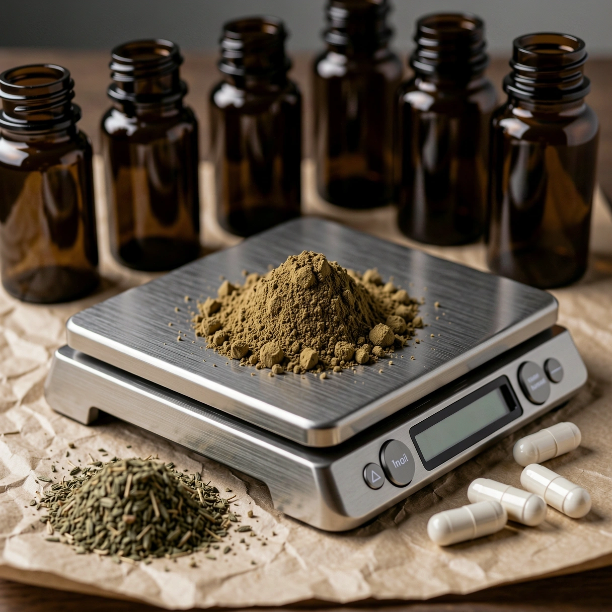 Professional apothecary laboratory setup for botanical analysis.